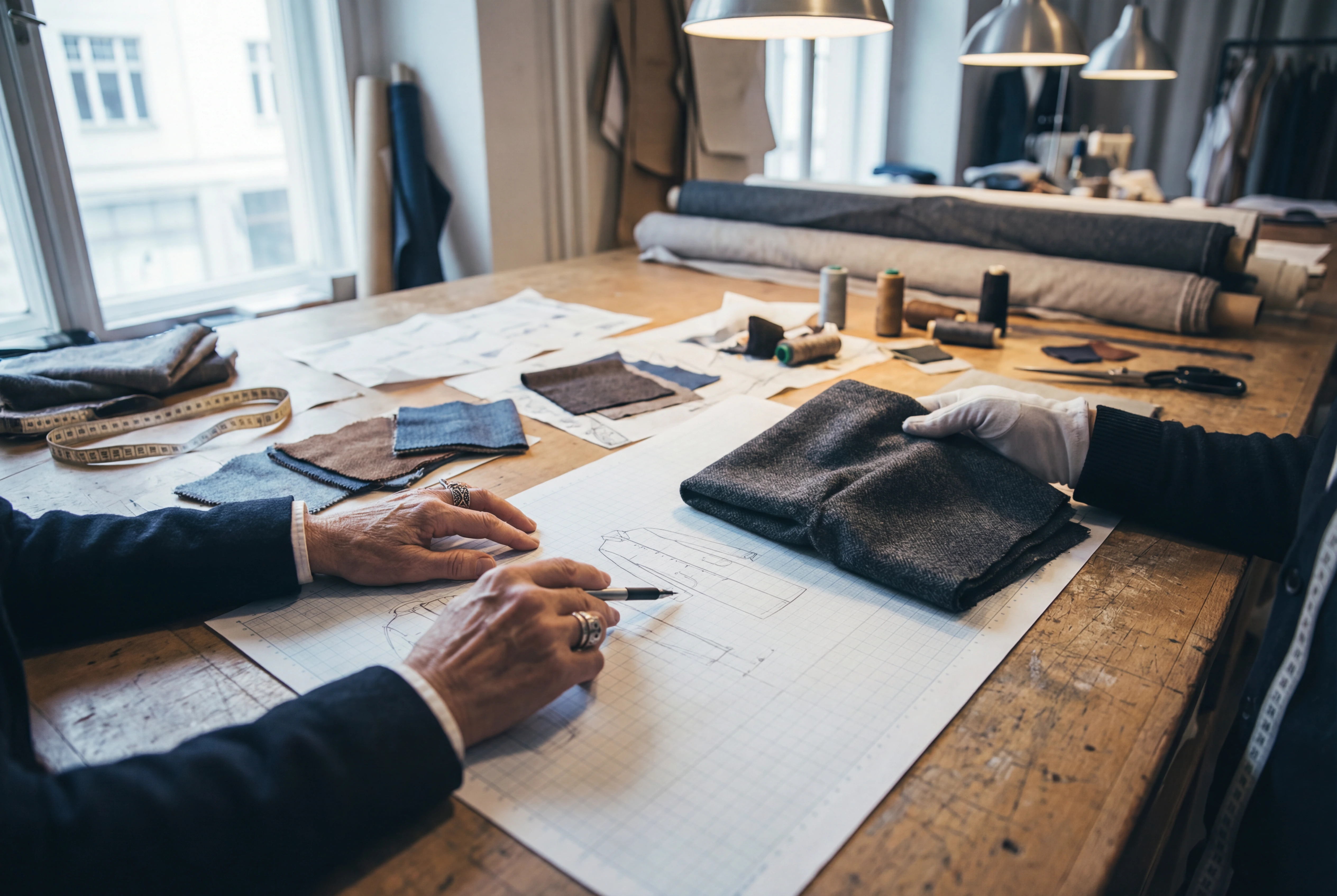 Gotowe produkty z linii produkcyjnej szwalni - żakiety i kurtki