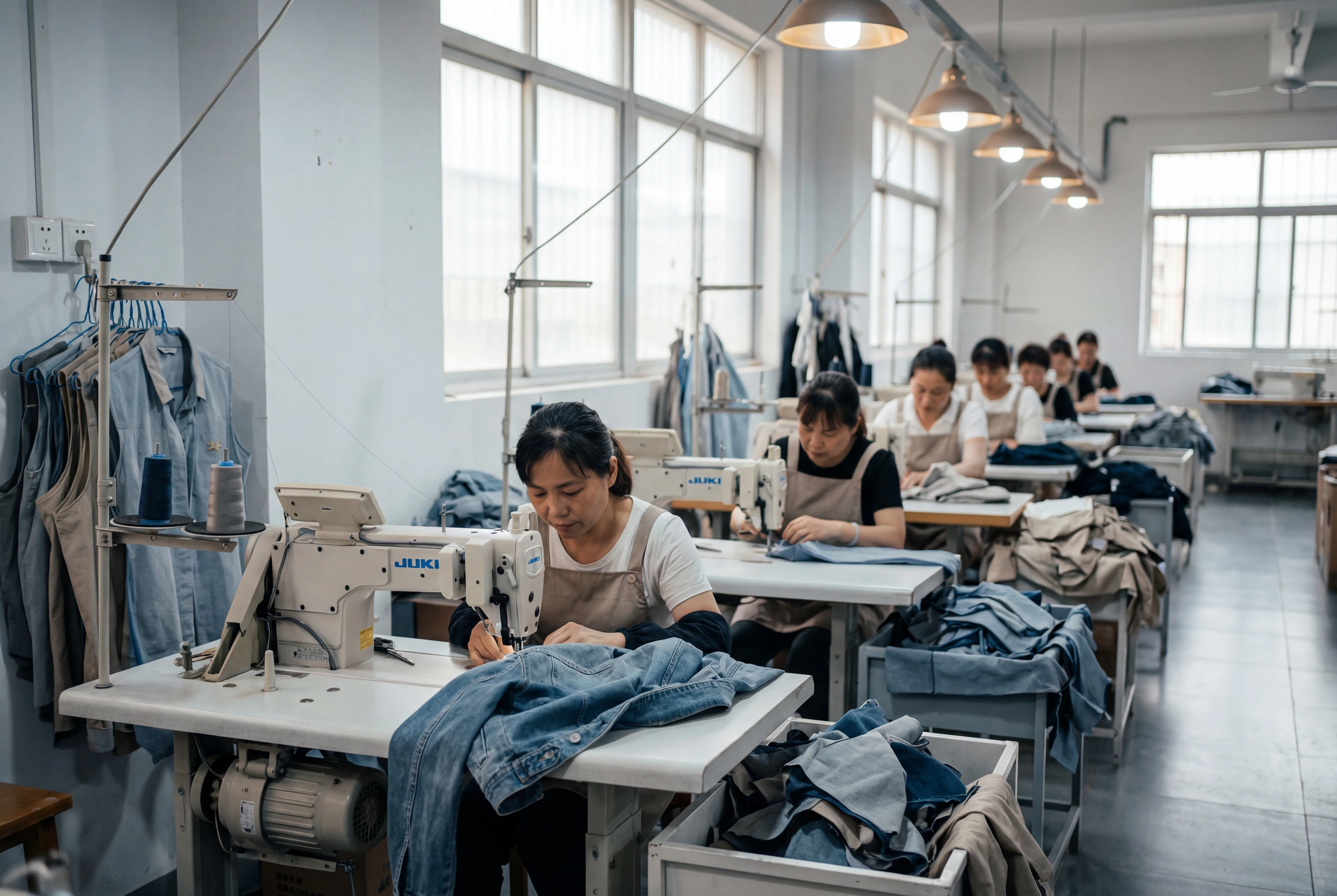 Linia produkcyjna w szwalni - porównanie pracy szwalniczej z krawiecką