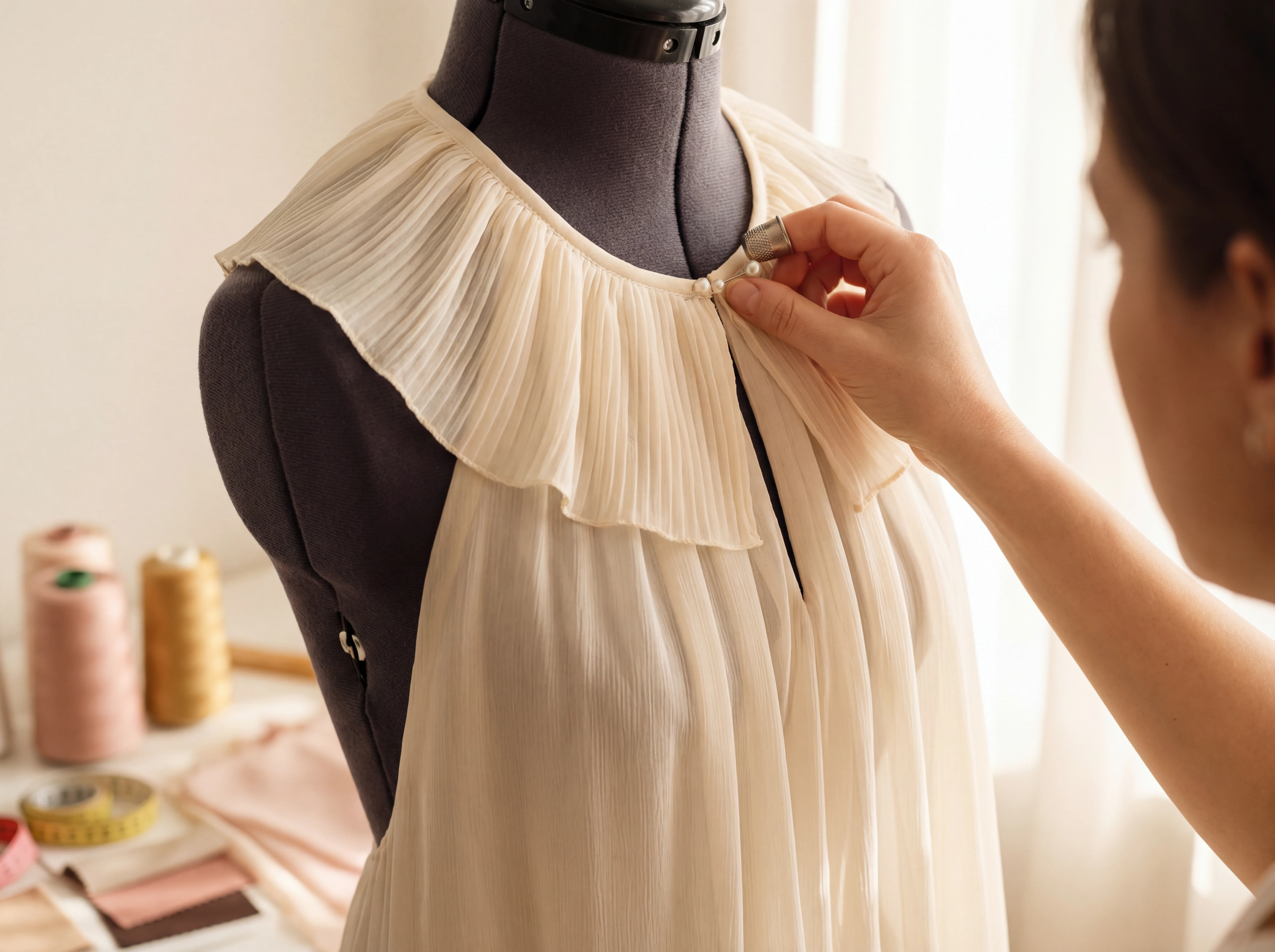 Szycie sukienek i bluzek damskich na zamówienie - detale krawiectwa